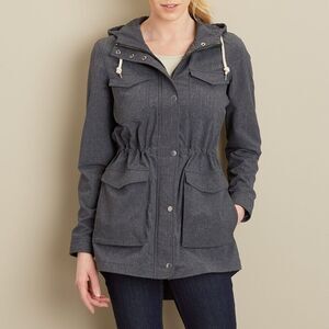 Duluth Trading Women’s Size Medium Mist Master Hooded Full Zip Jacket Gray Long